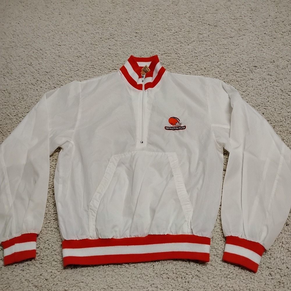 Vintage Cleveland Browns Jacket Mens Medium White Windbreaker NFL Football 70s